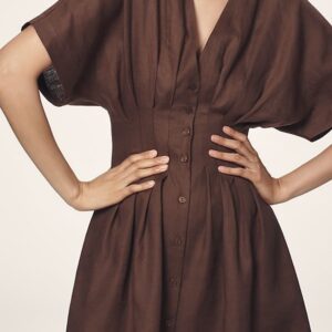 Maroon Faux Fishbone Design Dress