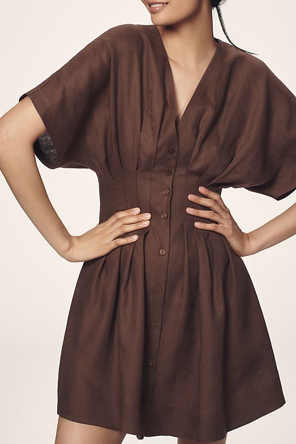 Maroon Faux Fishbone Design Dress